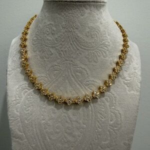 18K Gold Elegant Clover Tennis Necklace